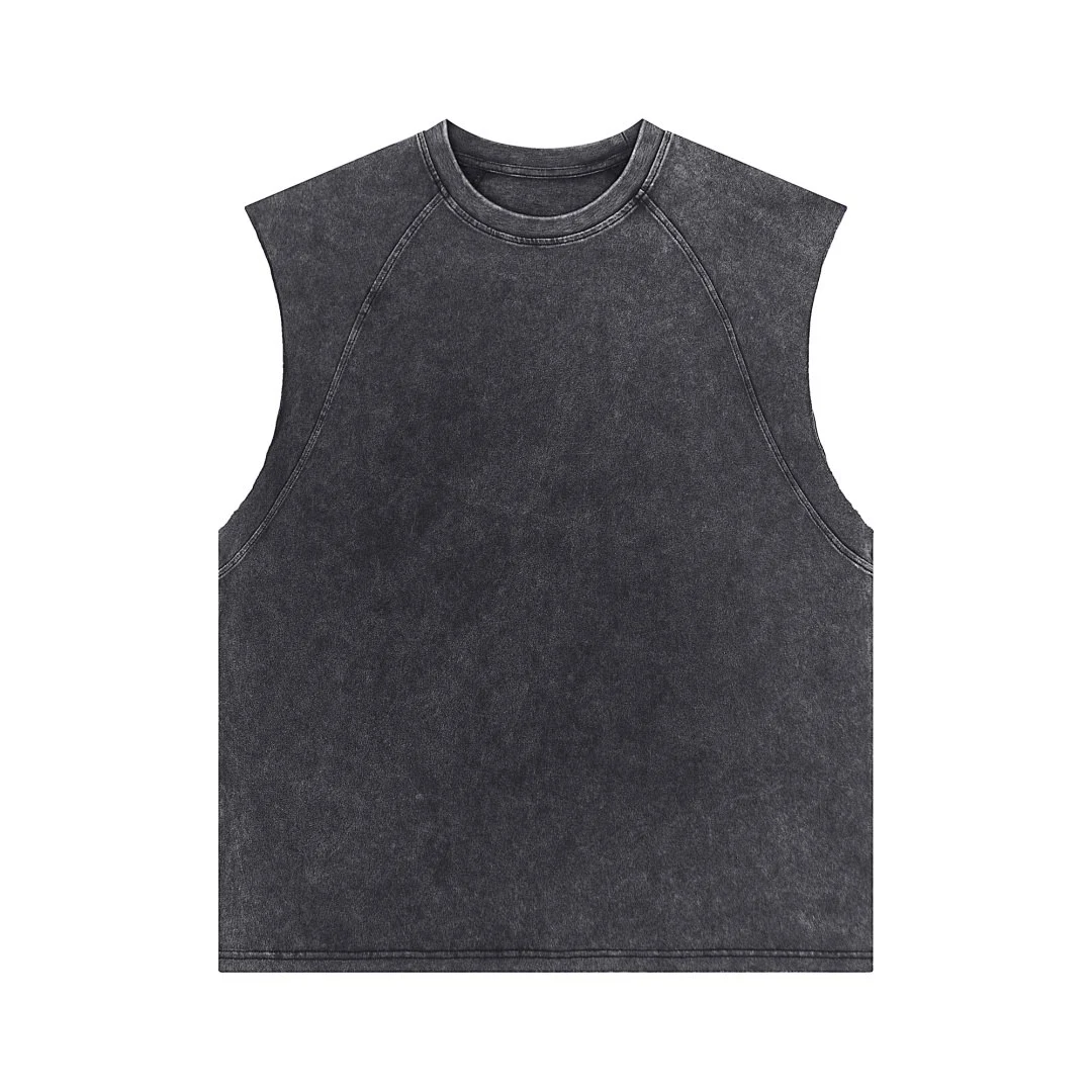 Washed relaxed sleeveless tee · KFMBX-06 · Black · Front · Base garment photograph