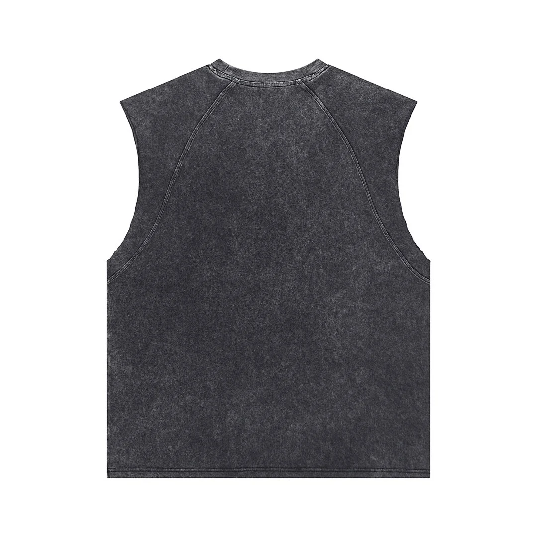 Washed relaxed sleeveless tee · KFMBX-06 · Black · Back · Base garment photograph