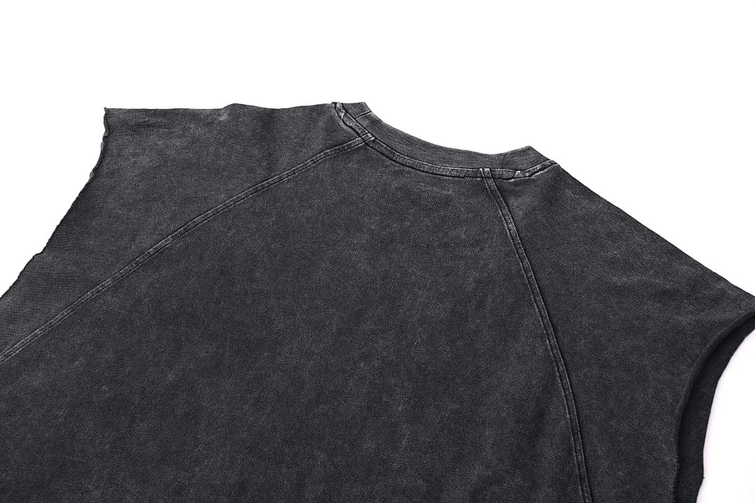 Washed relaxed sleeveless tee · KFMBX-06 · Black · Base garment photograph