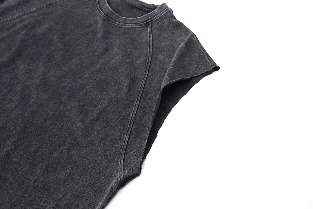 Washed relaxed sleeveless tee · KFMBX-06 · Black · Base garment photograph