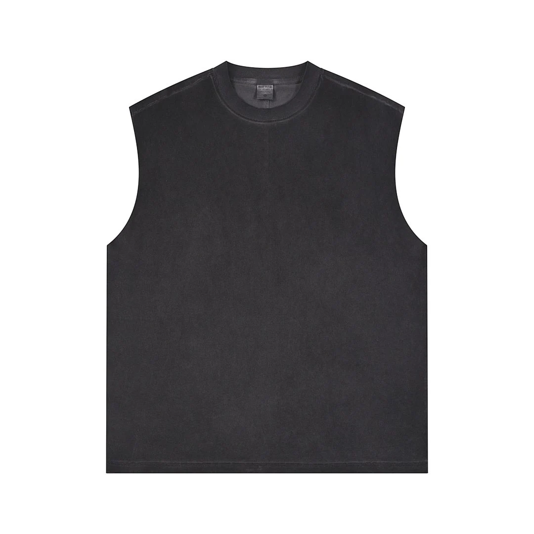 Washed relaxed sleeveless top · KFMBX-10 · Washed black · Front · Base garment photograph