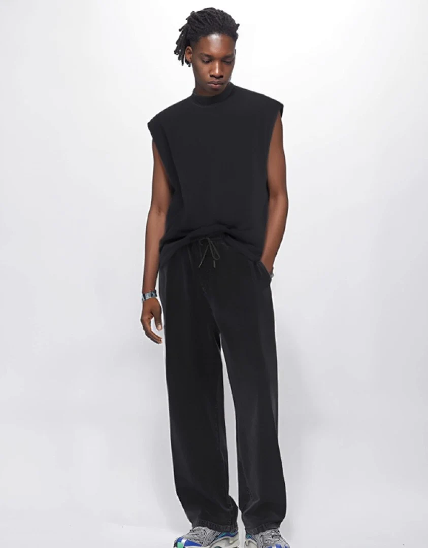 Washed relaxed sleeveless top · KFMBX-10 · Washed black · Base garment photograph