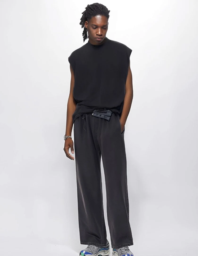 Washed relaxed sleeveless top · KFMBX-10 · Washed black · Base garment photograph