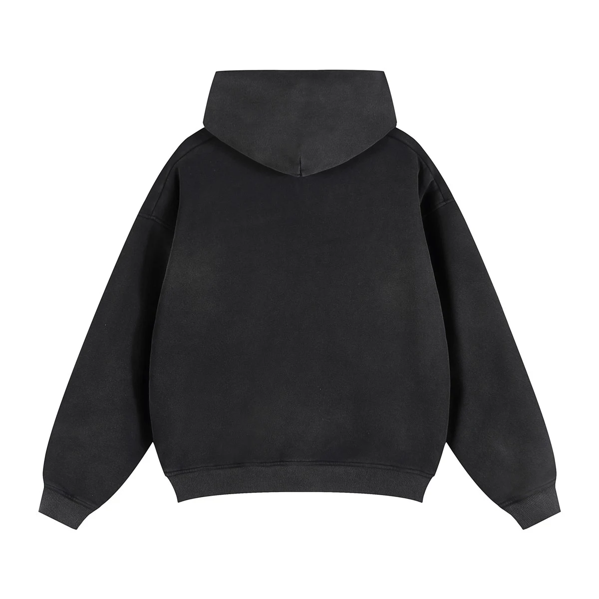 Faded zip hoodie · KFMLW-02 · Black · Back · Base garment photograph