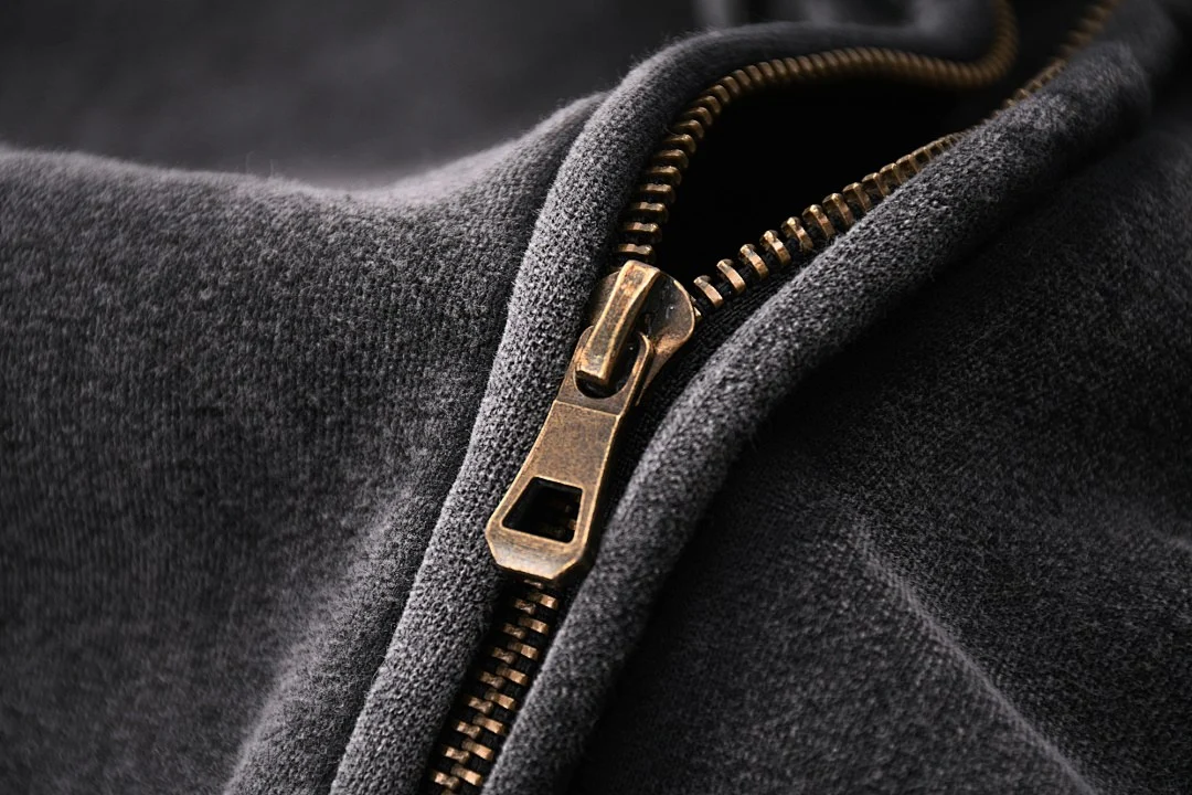Washed relaxed zip hoodie · KFMLW-03 · Black · Base garment photograph