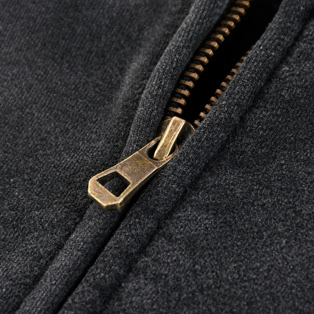 Washed rib-collar zip jacket · KFMLW-04 · Black · Base garment photograph
