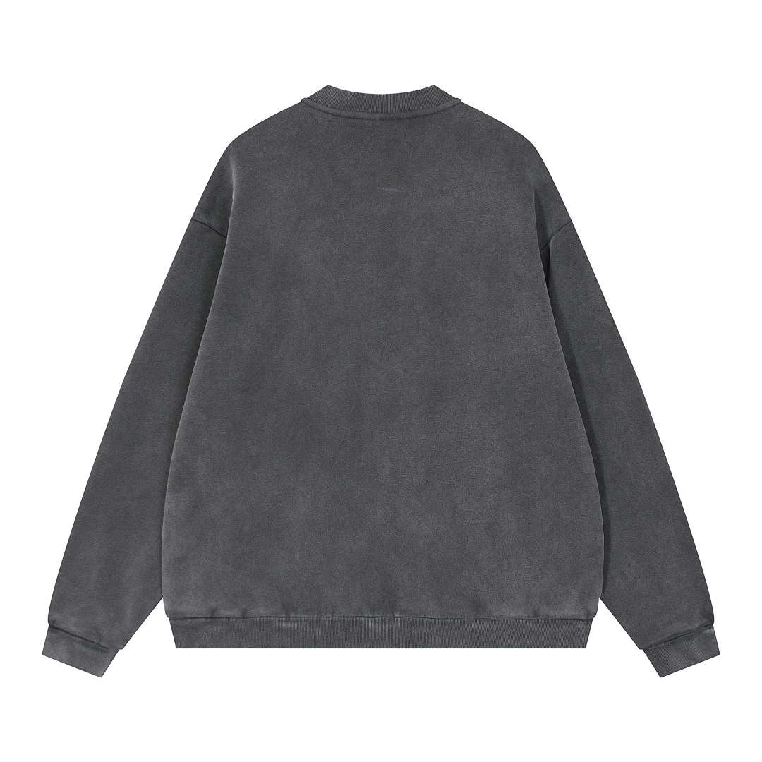 Washed rib-collar zip jacket · KFMLW-04 · Black · Back · Base garment photograph