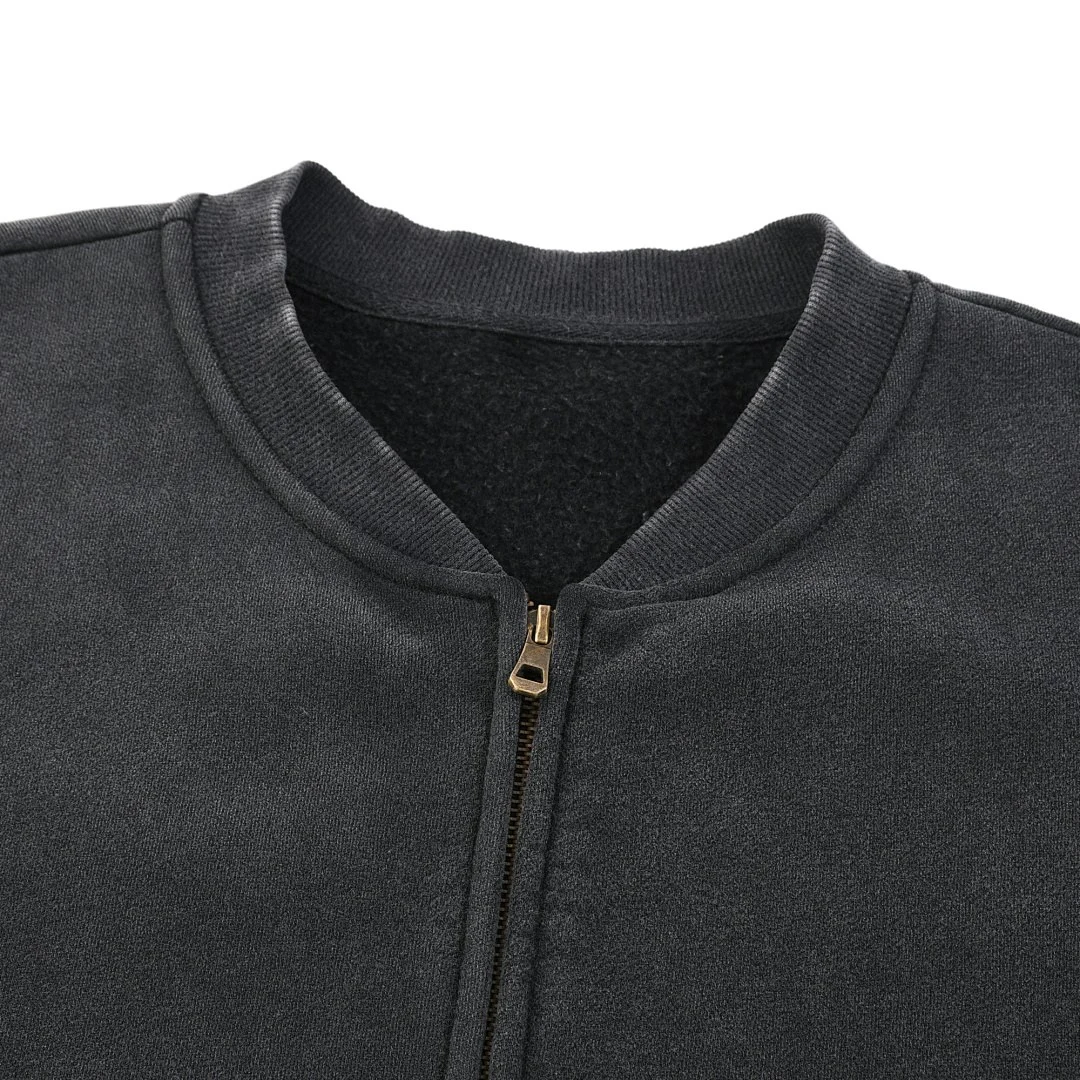 Washed rib-collar zip jacket · KFMLW-04 · Black · Base garment photograph