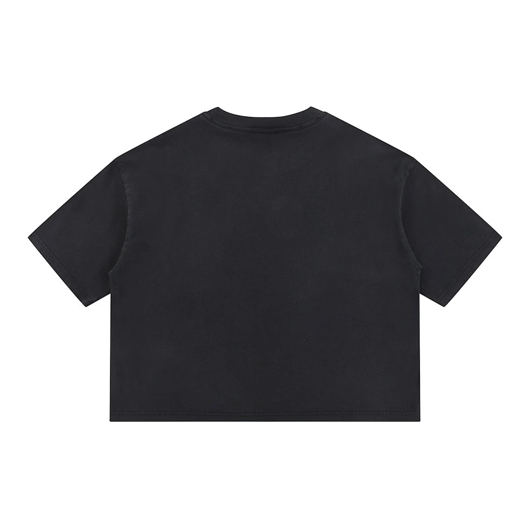 Relaxed distressed crew-neck tee · KFMT-11 · Snow black · Back · Base garment photograph