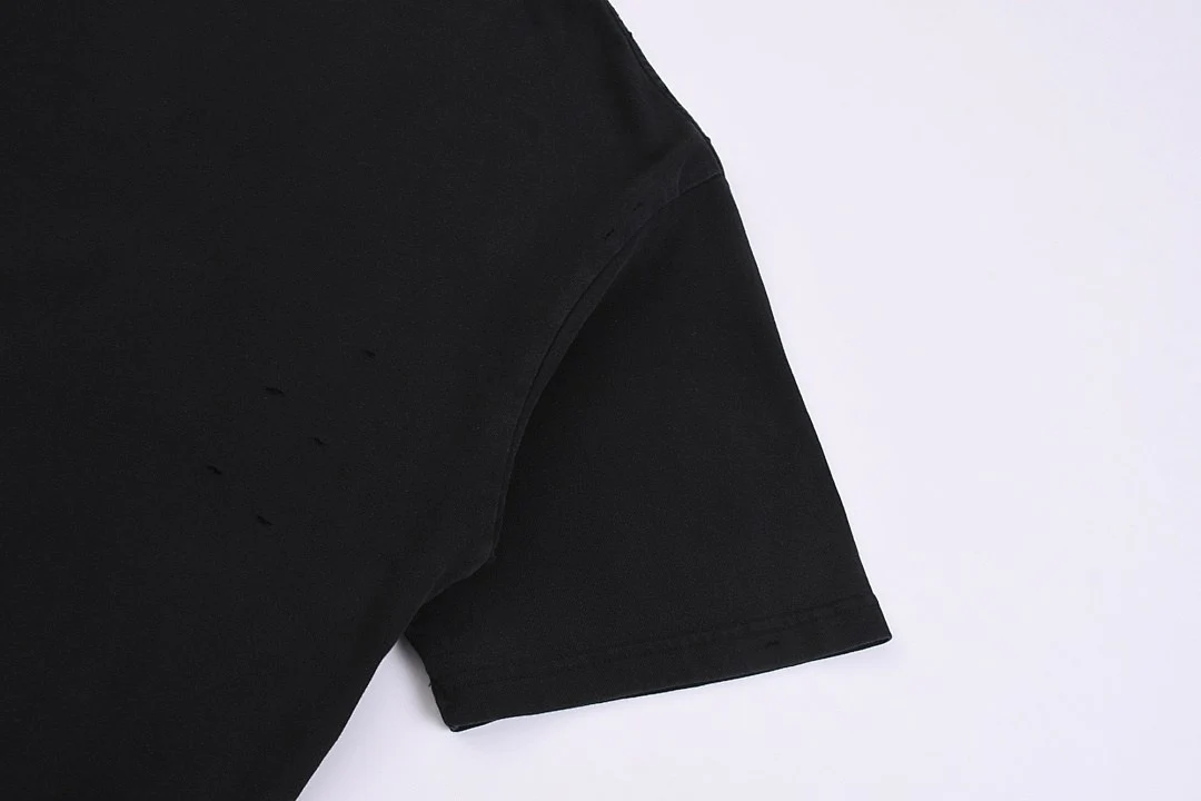 Relaxed distressed crew-neck tee · KFMT-11 · Snow black · Base garment photograph