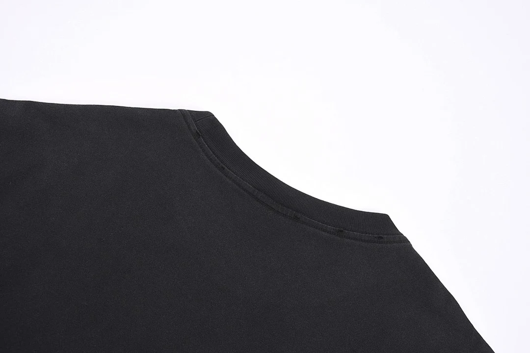 Relaxed distressed crew-neck tee · KFMT-11 · Snow black · Base garment photograph