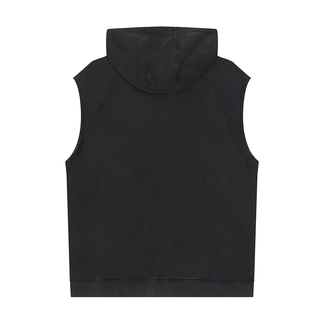 Snow-wash hooded vest · KFMT-12 · Snow black · Back · Base garment photograph