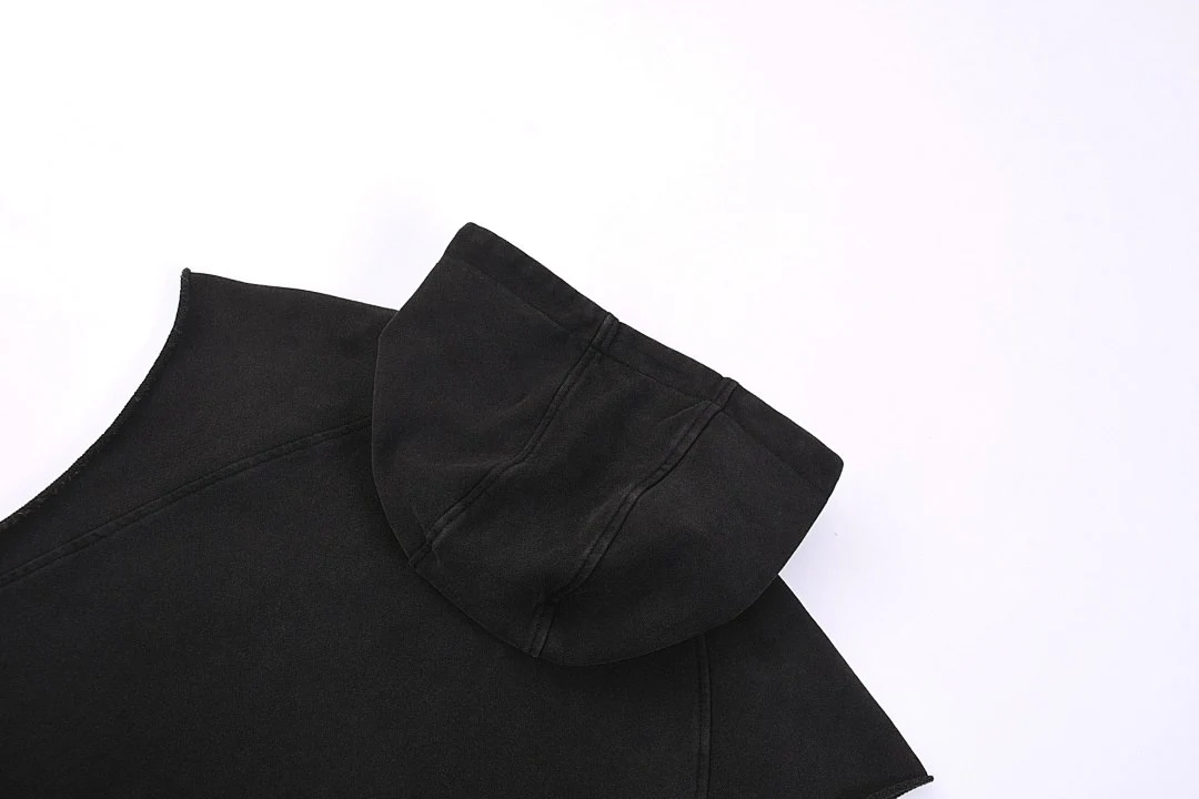 Snow-wash hooded vest · KFMT-12 · Snow black · Base garment photograph