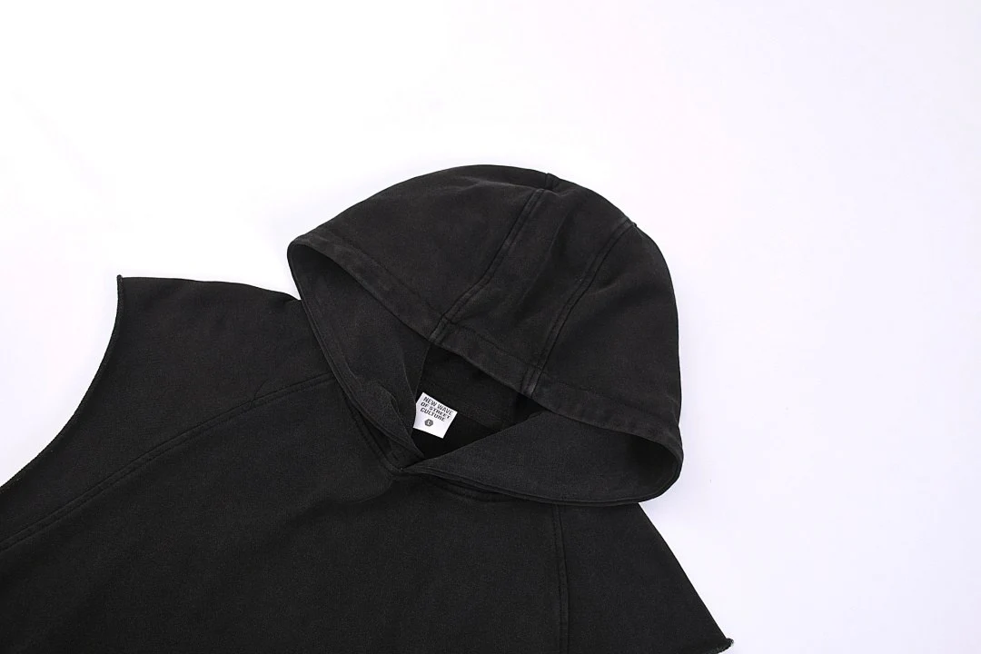 Snow-wash hooded vest · KFMT-12 · Snow black · Base garment photograph