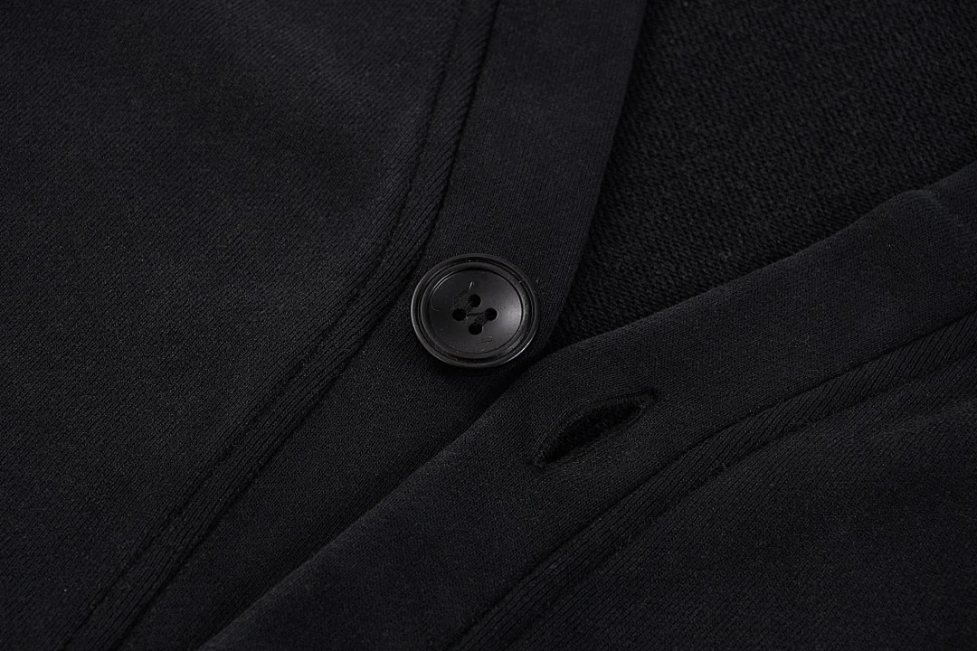 Washed V-neck button cardigan · KFMT-13 · Snow black · Base garment photograph