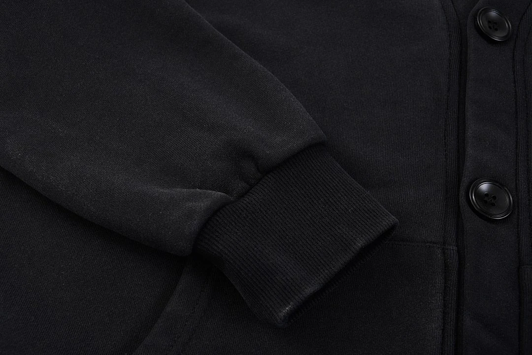 Washed V-neck button cardigan · KFMT-13 · Snow black · Base garment photograph