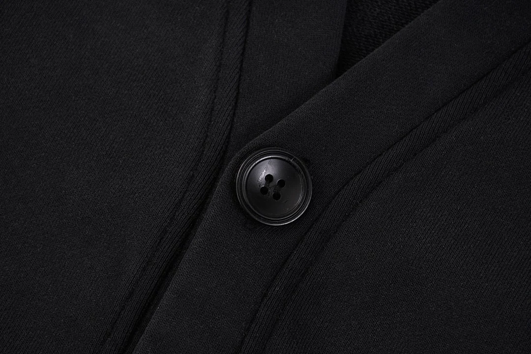 Washed V-neck button cardigan · KFMT-13 · Snow black · Base garment photograph