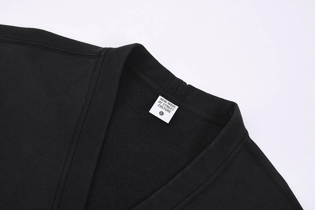 Washed V-neck button cardigan · KFMT-13 · Snow black · Base garment photograph