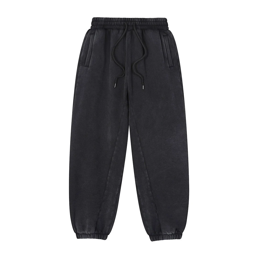 Fleece-lined drawstring joggers · KFMWK-08 · Black · Front · Base garment photograph