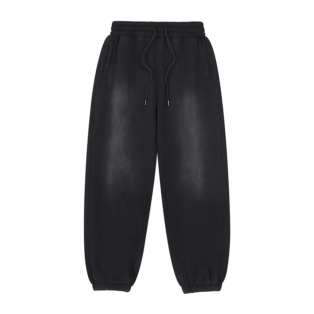 Fleece-lined washed joggers · KFMWK-09 · Black · Front · Product display image