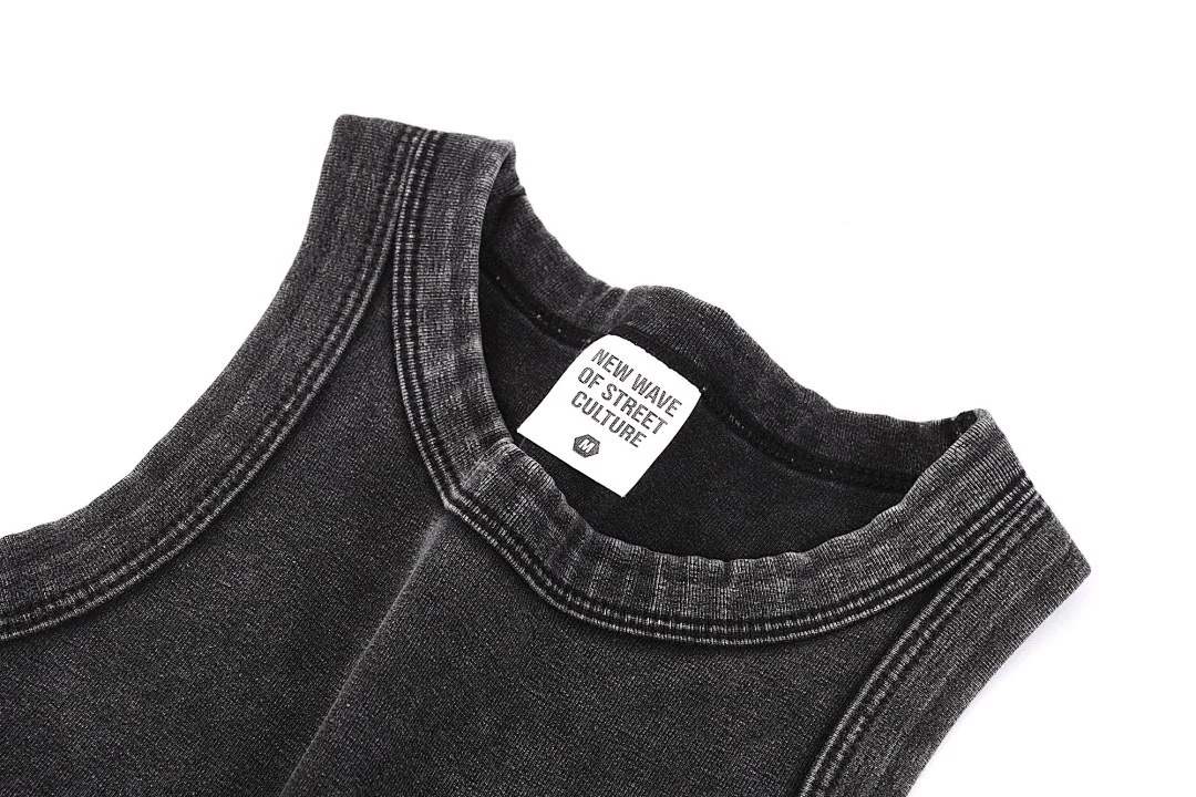 Cropped washed sleeveless top · KFWBX-04 · Snow black · Base garment photograph
