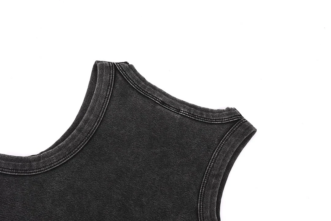 Cropped washed sleeveless top · KFWBX-04 · Snow black · Base garment photograph