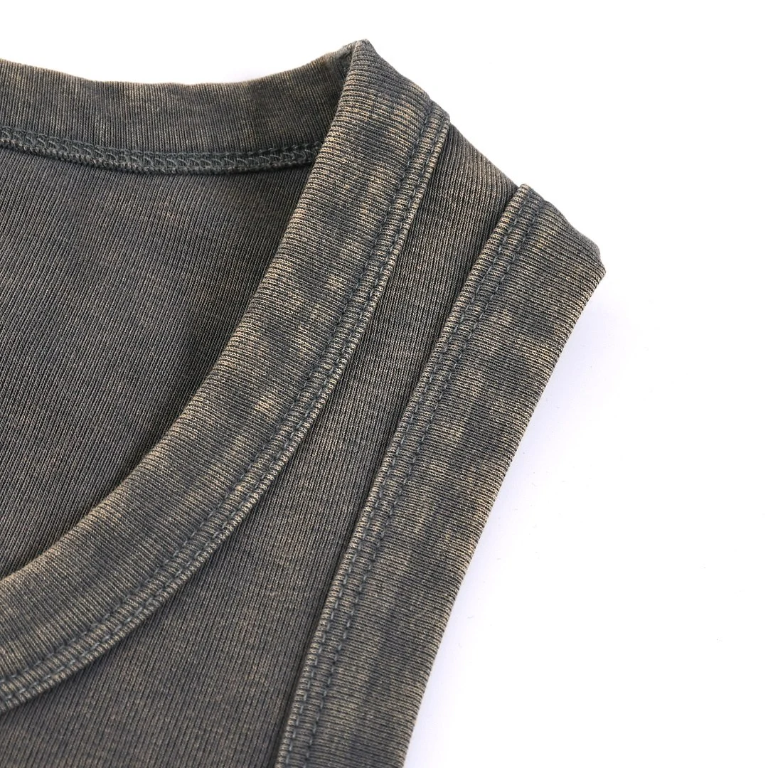 Washed rib-texture tank · KFWBX-05 · Dark grey · Base garment photograph