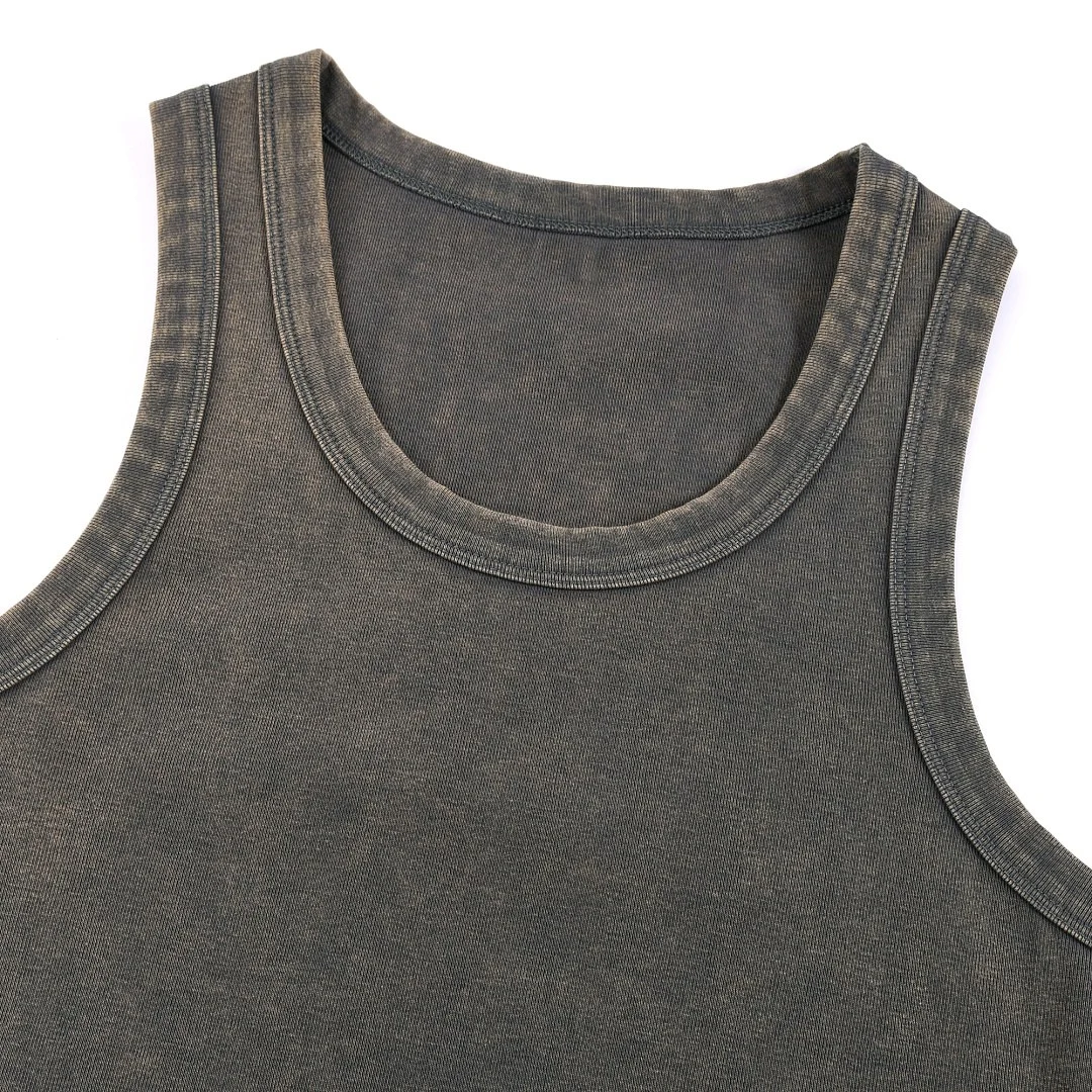 Washed rib-texture tank · KFWBX-05 · Dark grey · Base garment photograph