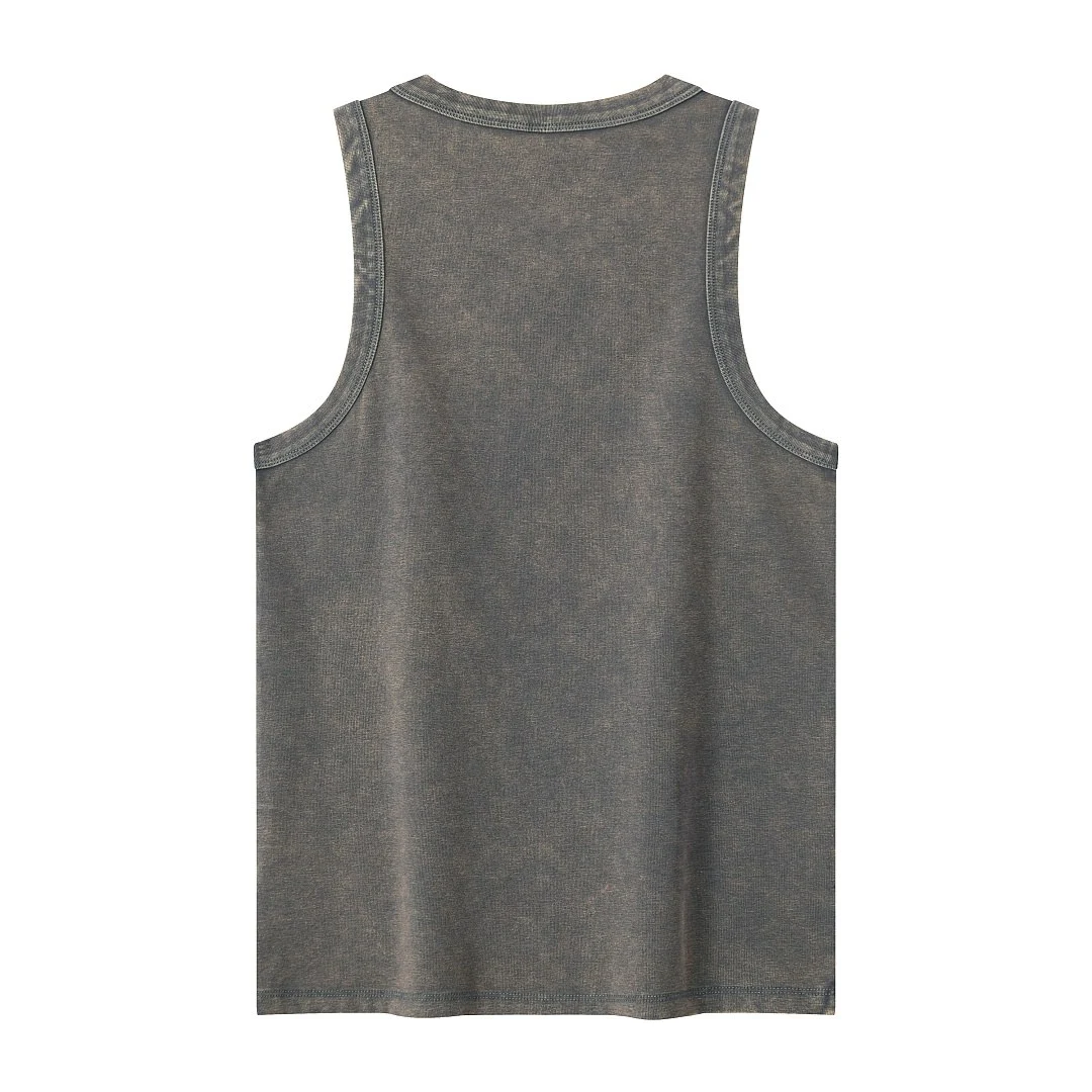 Washed rib-texture tank · KFWBX-05 · Dark grey · Back · Base garment photograph