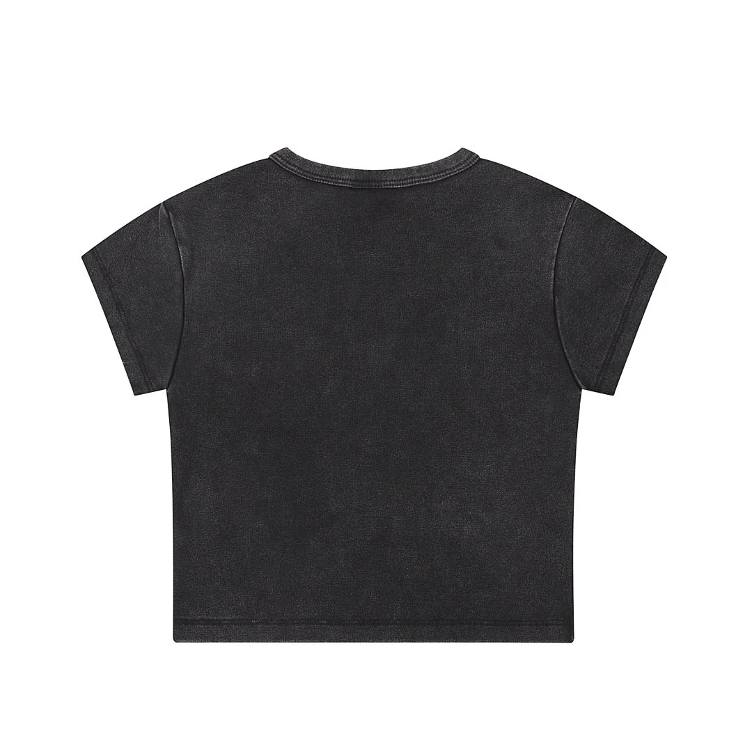 Cropped crew-neck tee · KFWDYT-05 · Snow black · Back · Base garment photograph