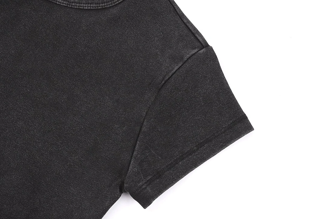 Cropped crew-neck tee · KFWDYT-05 · Snow black · Base garment photograph