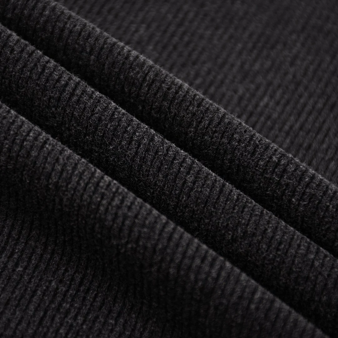 Rib-texture raglan tee · KFWDYT-06 · Black · Base garment photograph