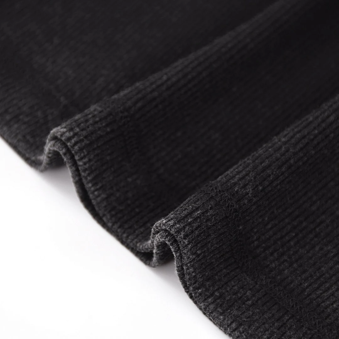 Rib-texture raglan tee · KFWDYT-06 · Black · Base garment photograph