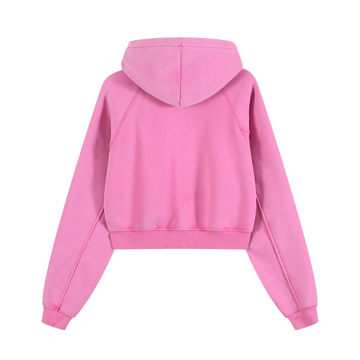 Cropped washed hoodie · KFWMW-01 · Rose pink · Back · Base garment photograph
