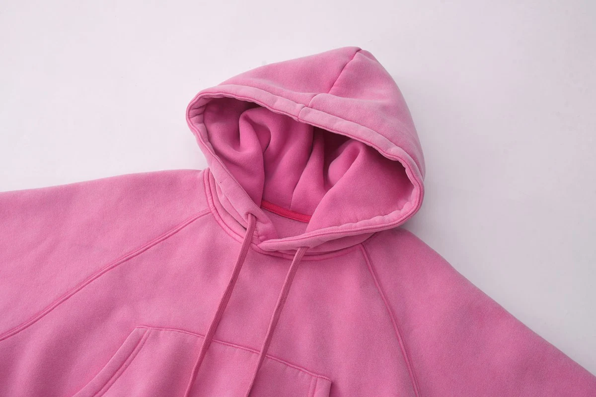 Cropped washed hoodie · KFWMW-01 · Rose pink · Base garment photograph