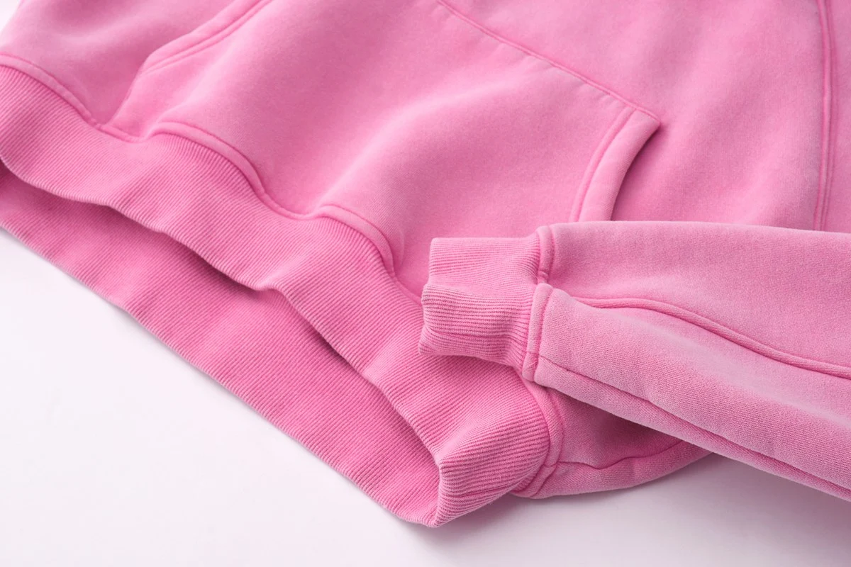 Cropped washed hoodie · KFWMW-01 · Rose pink · Base garment photograph