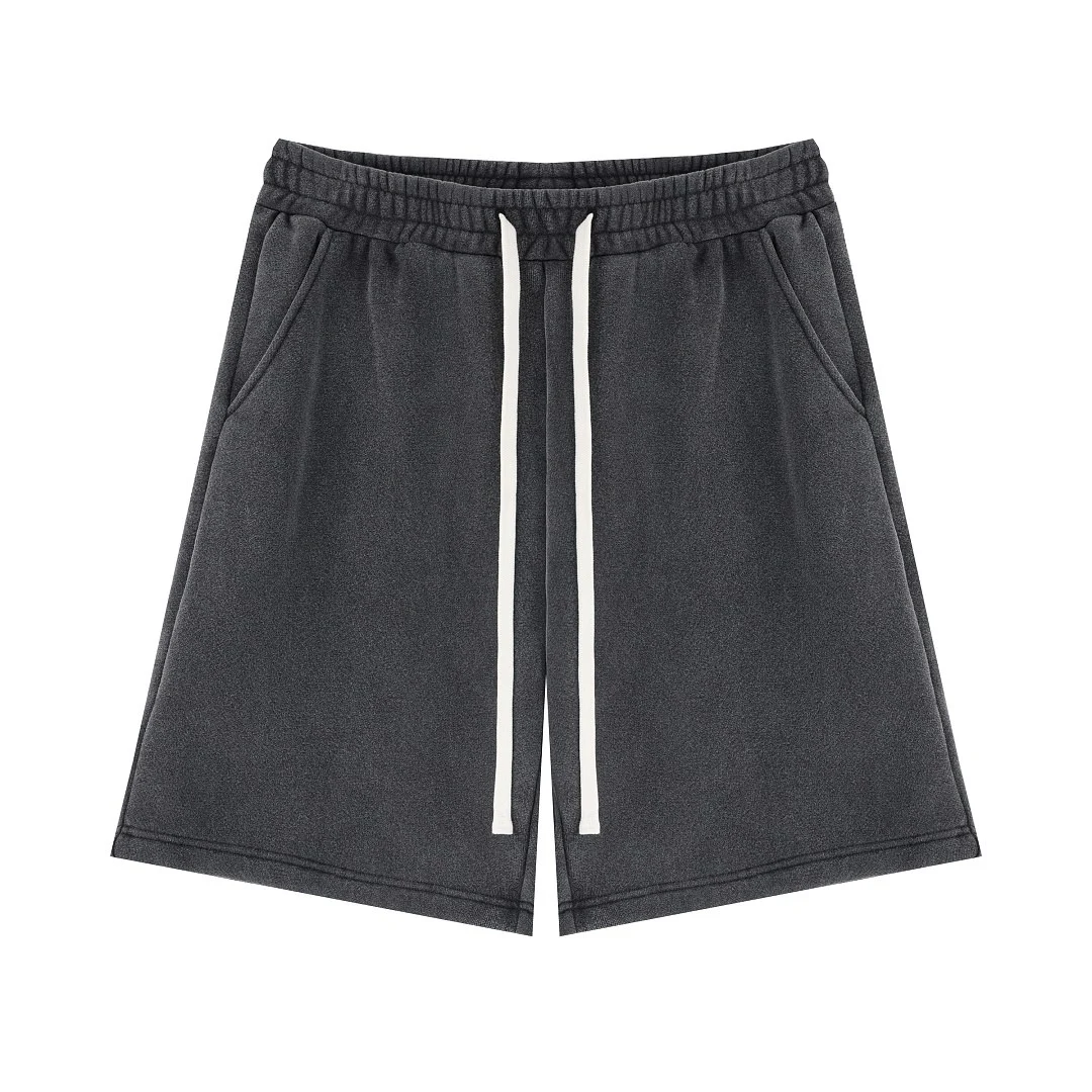 Faded drawstring shorts · L-2663 · Black · Front · Base garment photograph