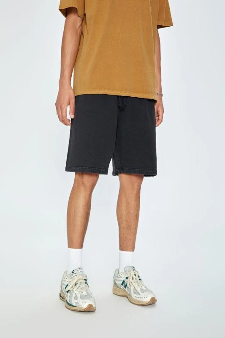 Washed relaxed drawstring shorts · L-5544 · Black · Base garment photograph