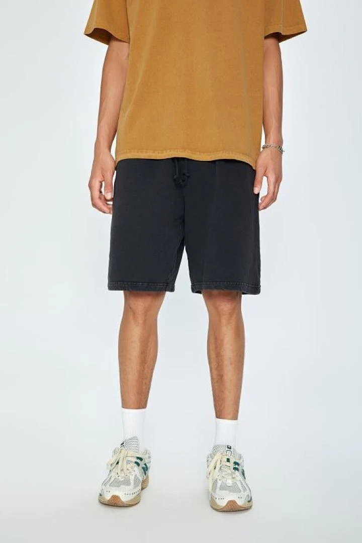 Washed relaxed drawstring shorts · L-5544 · Black · Base garment photograph