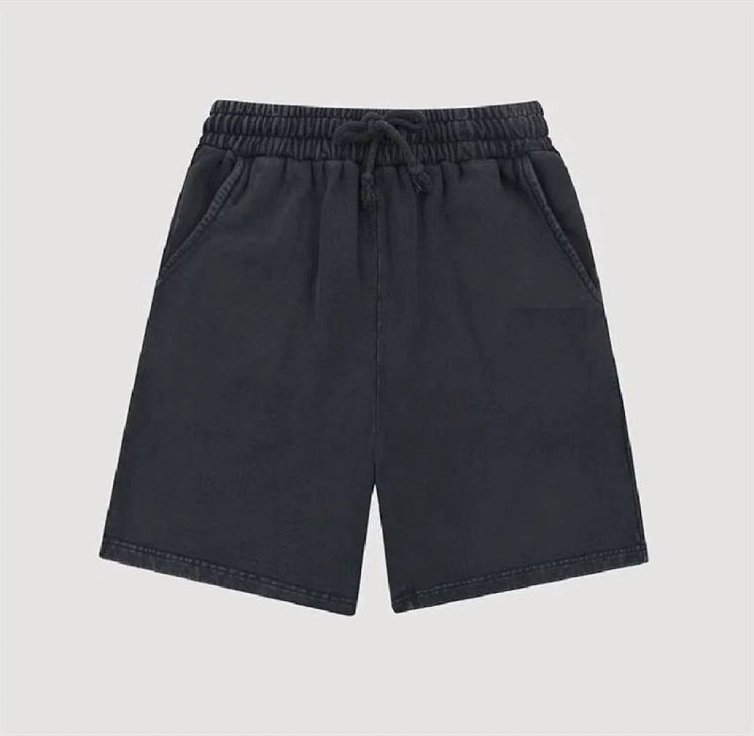 Washed relaxed drawstring shorts · L-5544 · Black · Front · Base garment photograph