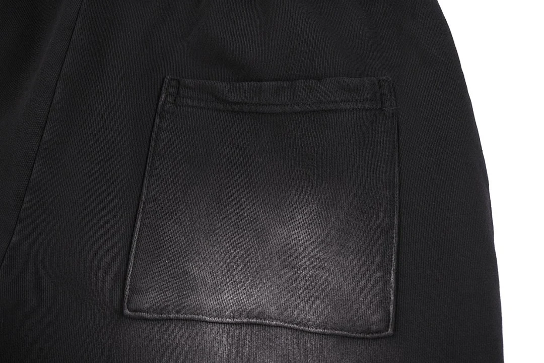 Gradient-wash drawstring shorts · L-5555 · Black · Base garment photograph