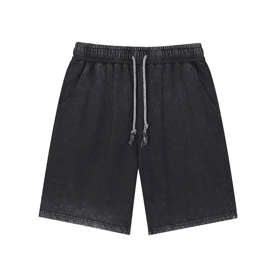 Faded drawstring shorts · L-5566 · Black · Front · Base garment photograph
