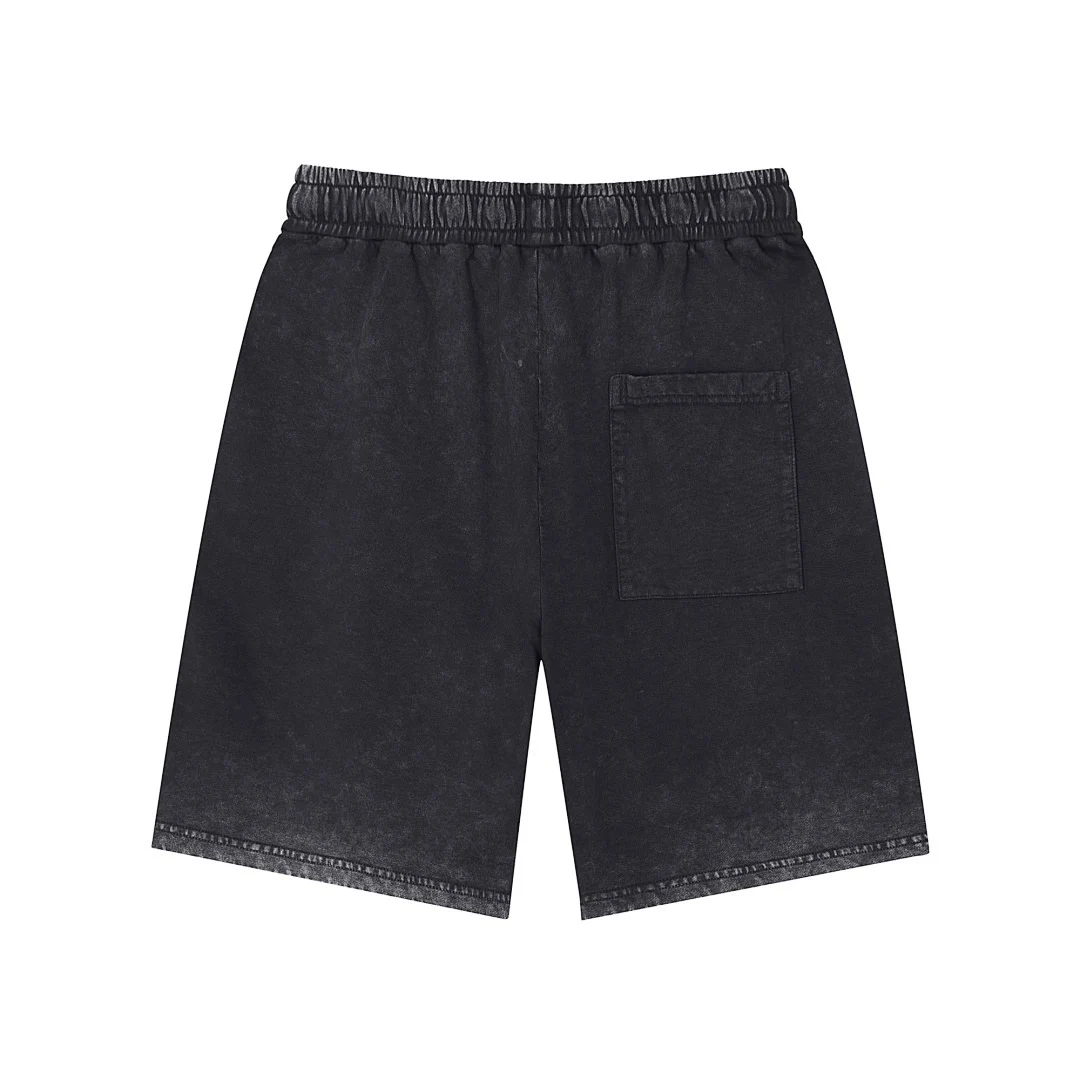 Faded drawstring shorts · L-5566 · Black · Back · Base garment photograph
