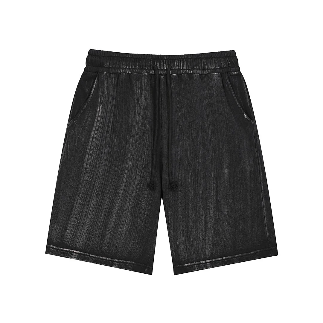 Faded relaxed drawstring shorts · L-5577 · Faded black · Front · Base garment photograph
