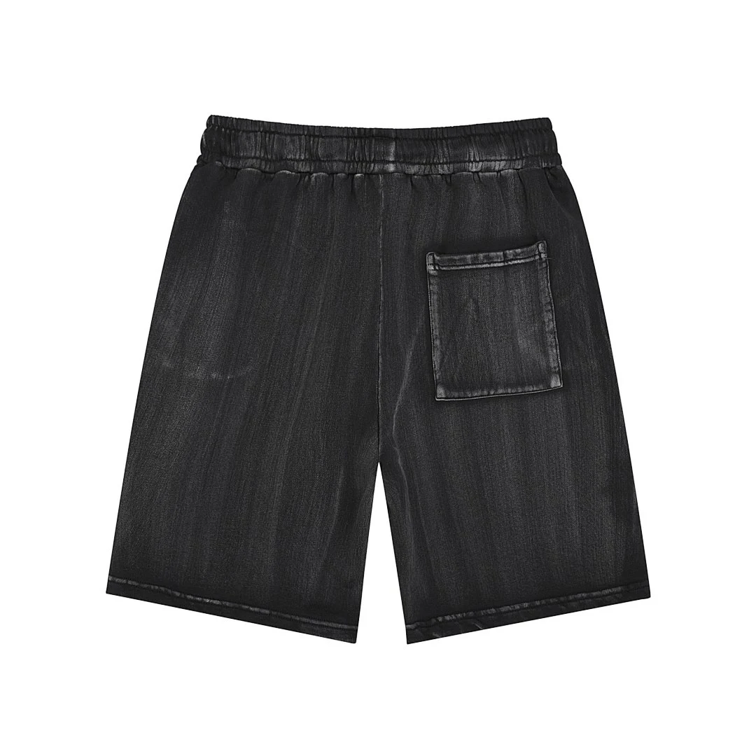 Faded relaxed drawstring shorts · L-5577 · Faded black · Back · Base garment photograph
