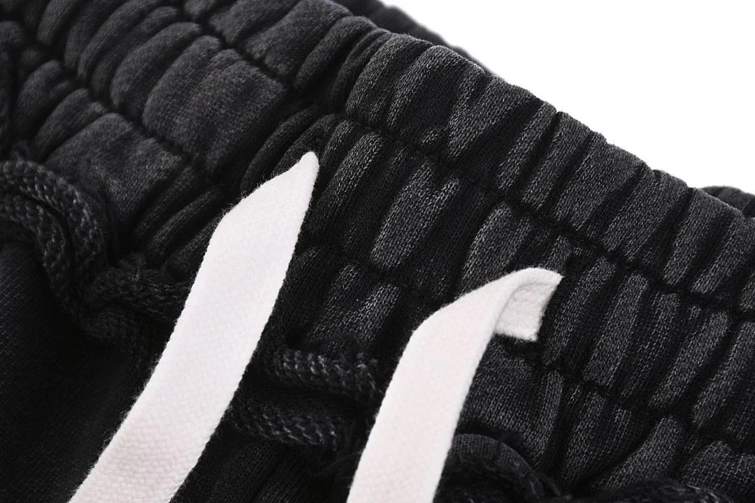 Washed raw-hem drawstring shorts · MDK-205 · Snow black · Base garment photograph