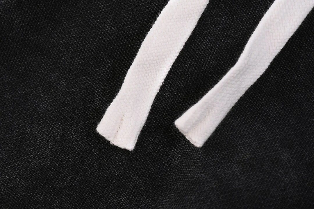 Washed raw-hem drawstring shorts · MDK-205 · Snow black · Base garment photograph