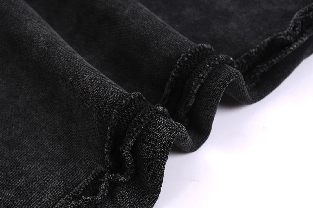 Washed raw-hem drawstring shorts · MDK-205 · Snow black · Base garment photograph