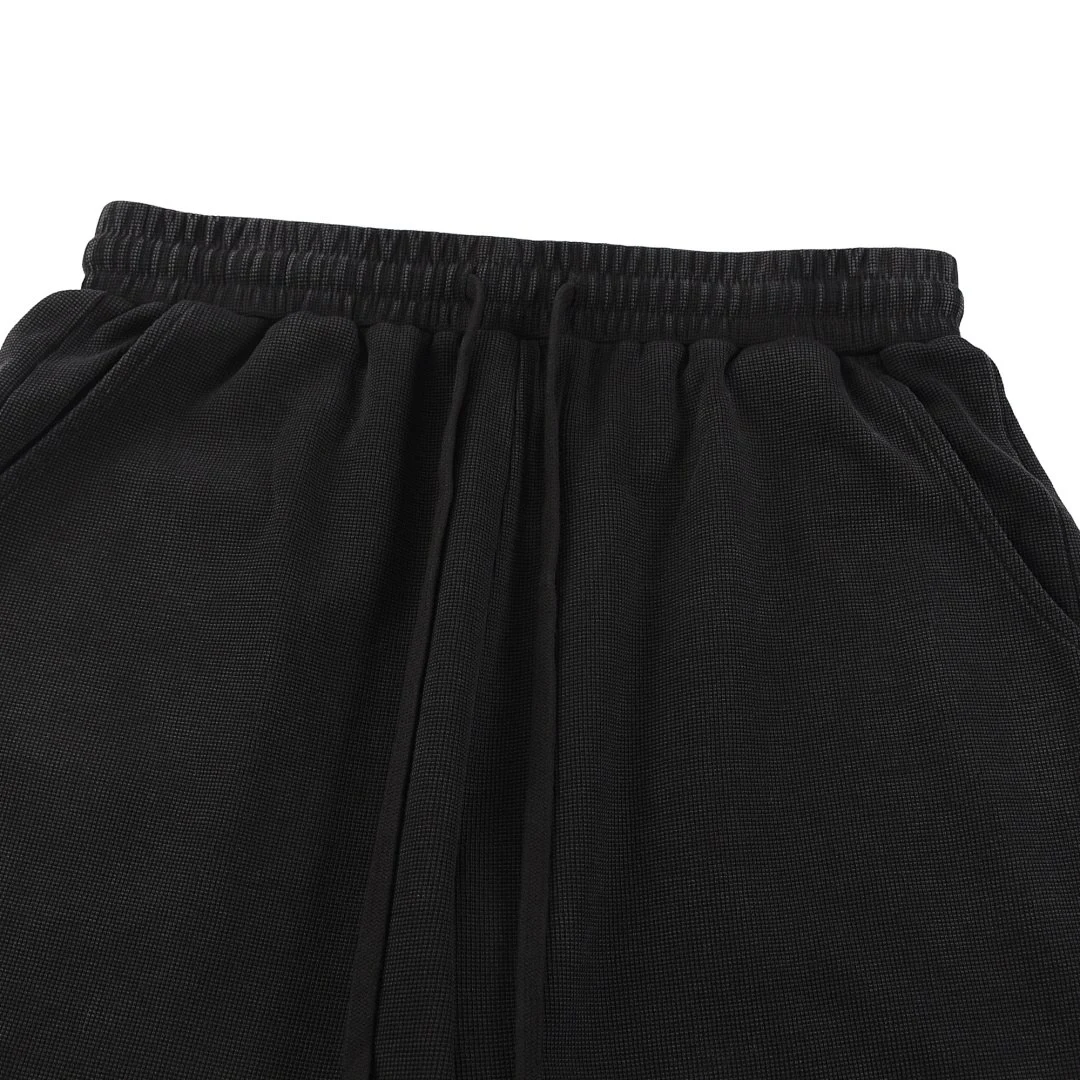 Washed waffle drawstring shorts · MDK-208 · Black · Base garment photograph