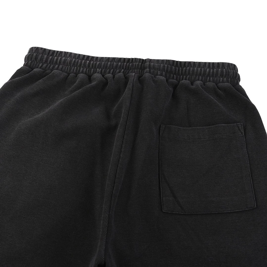 Washed waffle drawstring shorts · MDK-208 · Black · Base garment photograph